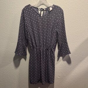 H&M Black and White and Navy Boho 3/4  Sleeve Dress